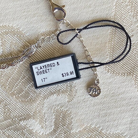 FAC Silver Tone Rhodium Plated Layered Pendant Necklace - Picture 5 of 6